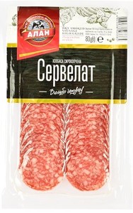 Колбаса Алан Сервелат сырокопченая 80г