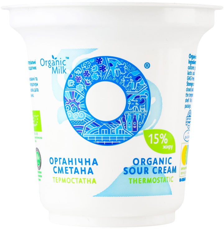 Сметана Organic Milk органічна термостатна 15% 250г