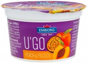 Йогурт Emborg UGO с персиком и маракуйей 0,1% 100 г