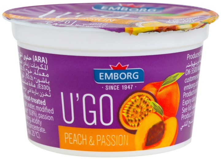 Йогурт Emborg UGO с персиком и маракуйей 0,1% 100 г
