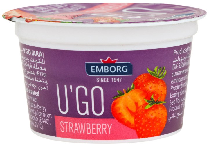 Йогурт Emborg UGO с клубникой 0,1% 100 г