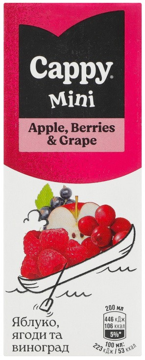 Нектар Cappy Mini Яблуко-ягоди-виноград 200мл