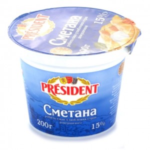 Сметана Президент 15% 180г