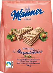 Вафлі Manner Original Neapolitan з горіховим кремом 200 г