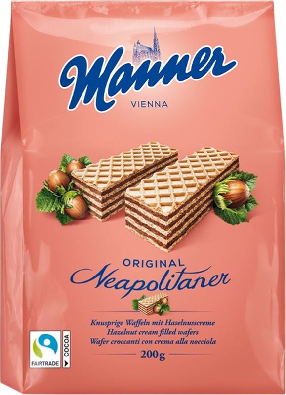 Вафлі Manner Original Neapolitan з горіховим кремом 200 г