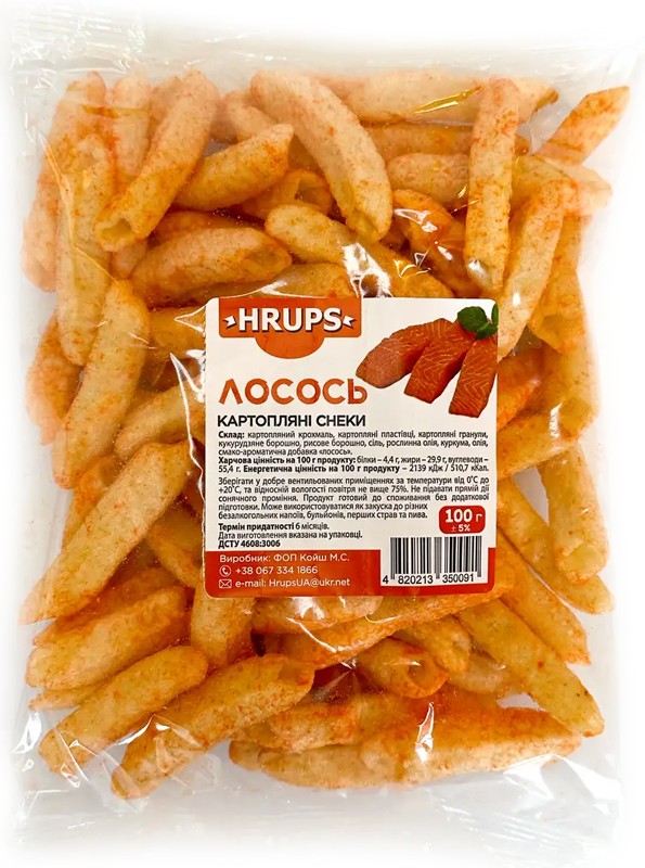 Пелети картопляні Hrups Лосось 100 г