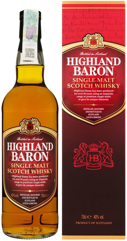Віскі Highland Baron Single Malt Scotch 40% 0,7 л в подарунковій упаковці