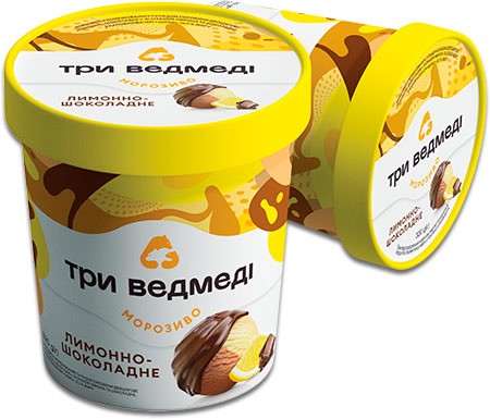 Мороженое «Три Медведя» «Лимонно-шоколадное» 320 г ведро