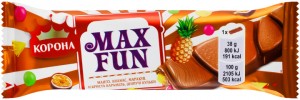 Шоколад Корона Max Fun Манго-ананас-маракуйя-взрывная карамель-шипучие шарики молочный 38г