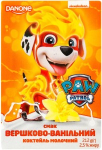 Молочный коктейль Danone Paw Patrol Сливочно-ванильный 2.5% 212 г